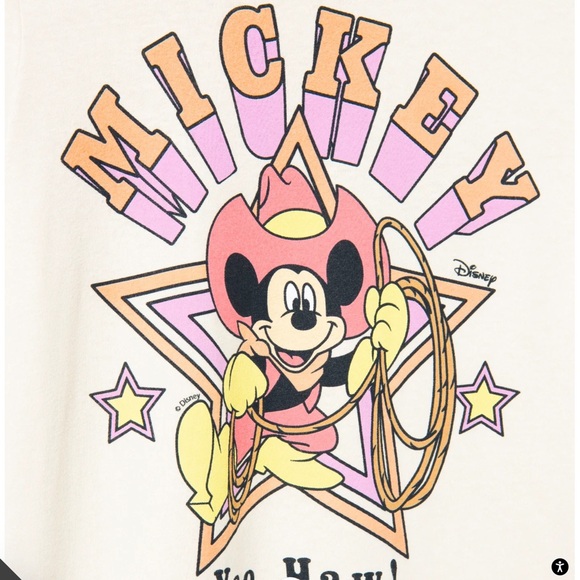 Junkfood Clothing Vintage Disney Western WOMENs MICKEY RODEO TEE Tshirt Top - Picture 4 of 8